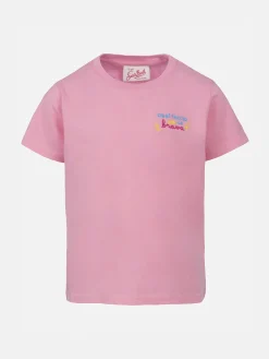 T-shirt girocollo da bambina Elly in jersey di cotone con ricamo Oggi faccio la brava