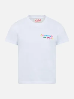 T-shirt girocollo da bambina Elly in jersey di cotone con ricamo Viziata da papà