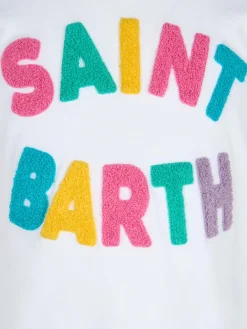 T-shirt girocollo da bambina Elly in jersey di cotone con patch Saint Barth in spugna