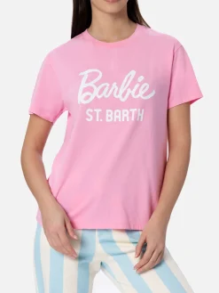 T-shirt girocollo in jersey di cotone da donna Emilie con stampa Barbie St. Barth | BARBIE SPECIAL EDITION