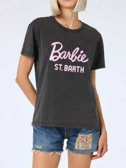T-shirt girocollo in jersey di cotone da donna Emilie con stampa Barbie St. Barth | BARBIE SPECIAL EDITION