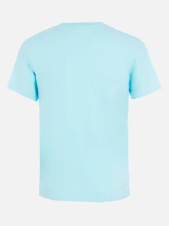 T-shirt girocollo in jersey di cotone verde acqua Emilie con strass da donna