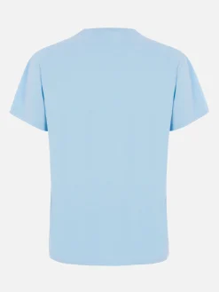 T-shirt girocollo in jersey di cotone azzurro chiaro da donna Emilie
