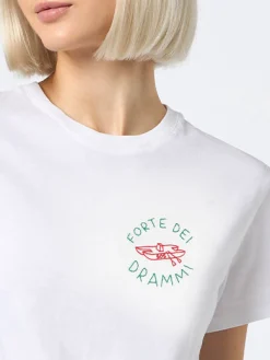 T-shirt in cotone con ricamo "Forte dei Drammi" | EDIZIONE SPECIALE INSULTI LUMINOSI
