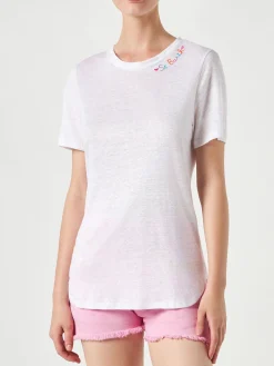T-shirt in cotone con ricamo Love St. Barth