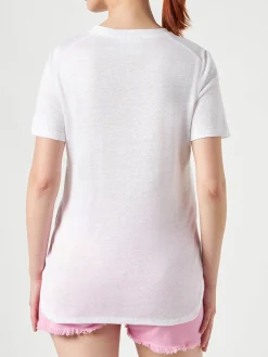 T-shirt in cotone con ricamo Love St. Barth