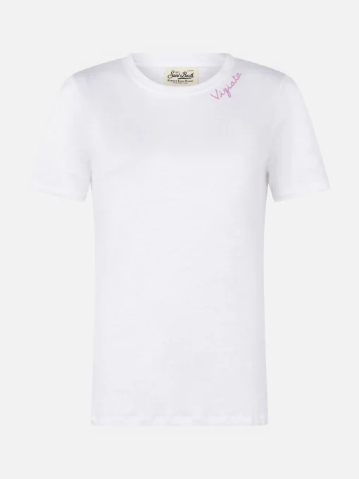 T-shirt in lino con ricamo Viziata