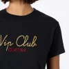 T-shirt nera da donna in cotone pesante Emilie con ricamo Vip Club Cortina | VIP CLUB CORTINA SPECIAL EDITION