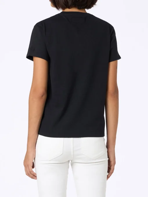 T-shirt nera da donna in cotone pesante Emilie con ricamo Vip Club Cortina | VIP CLUB CORTINA SPECIAL EDITION