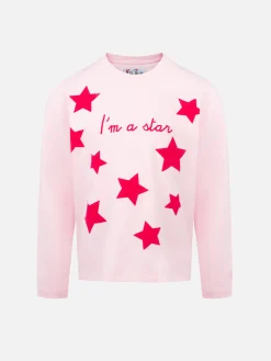 T-shirt rosa a maniche lunghe da bambina Penny con ricamo I'm a star