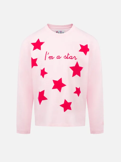 T-shirt rosa a maniche lunghe da bambina Penny con ricamo I'm a star