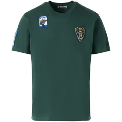 T-shirt verde bosco da uomo con toppe