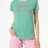 T-shirt verde in cotone con ricamo Madame à la plage