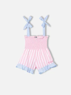 Tuta corta da bambina con stampa a righe