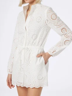 Tutina corta da donna in cotone pizzo Sangallo bianco Julian