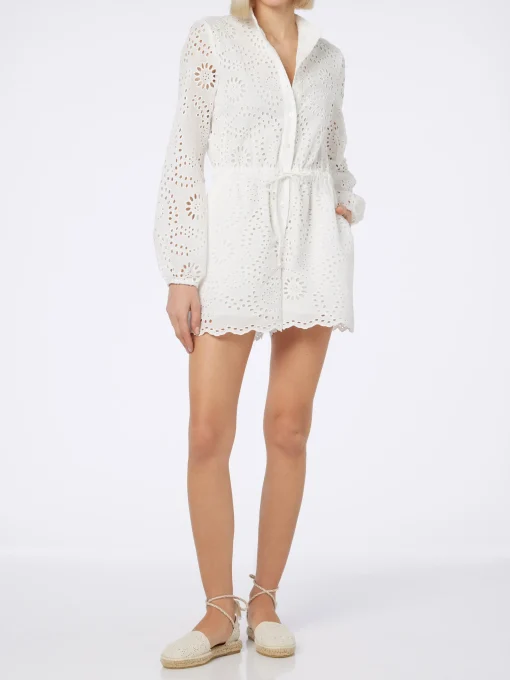 Tutina corta da donna in cotone pizzo Sangallo bianco Julian