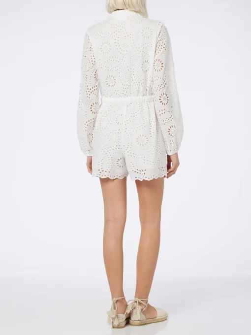 Tutina corta da donna in cotone pizzo Sangallo bianco Julian