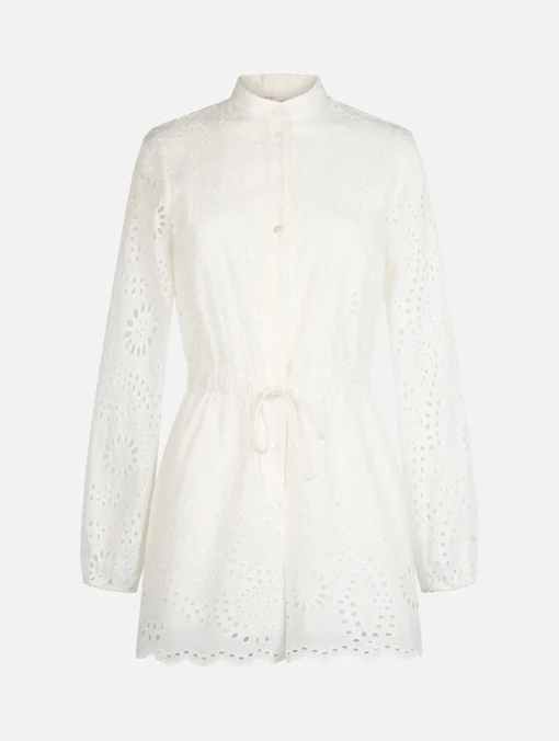 Tutina corta da donna in cotone pizzo Sangallo bianco Julian