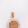 Woman camel suede effect earmuffs with furry details and wireless speaker
