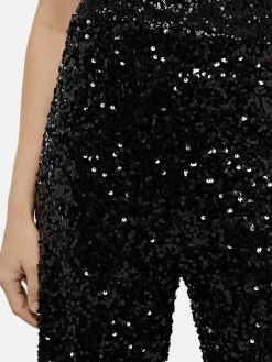 Woman wide-leg trousers Lucette with black sequins