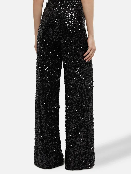 Woman wide-leg trousers Lucette with black sequins