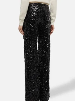 Woman wide-leg trousers Lucette with black sequins