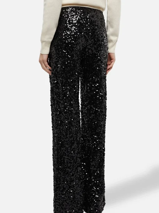 Woman wide-leg trousers Lucette with black sequins