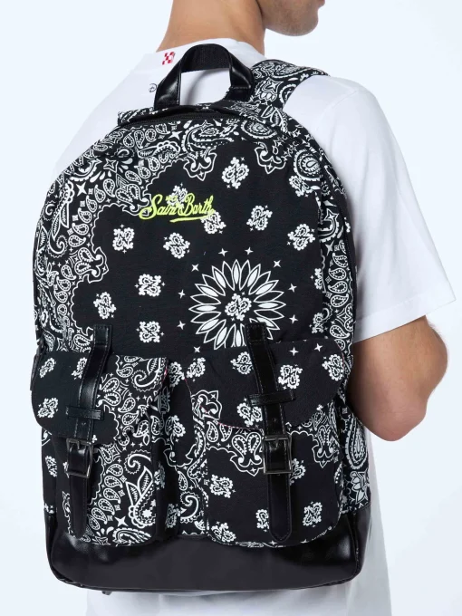 Zaino in tela Cody con stampa bandana nera